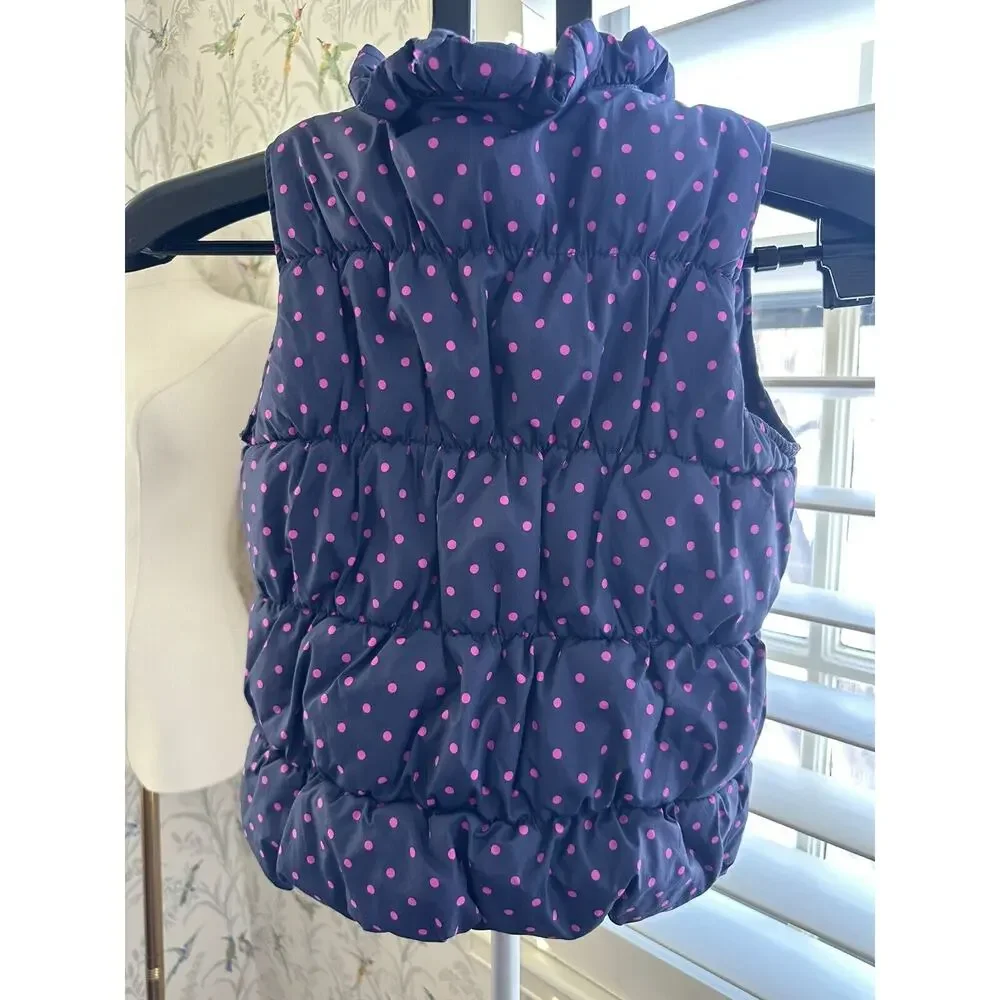 Gymboree Girl Blue Pink Polka Dot Puffer Vest Coat Size 5-6 Warm